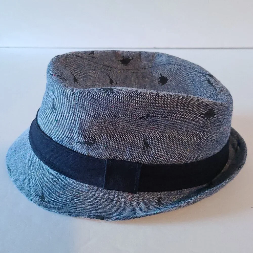 FEDORA HAT TODDLER BOYS' DINOSAUR PRINT AGES 12 TO 24 MONTHS BLUE/BAND ONE SIZE